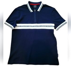 Armani Exchange polo shirt black/white/red medium mens